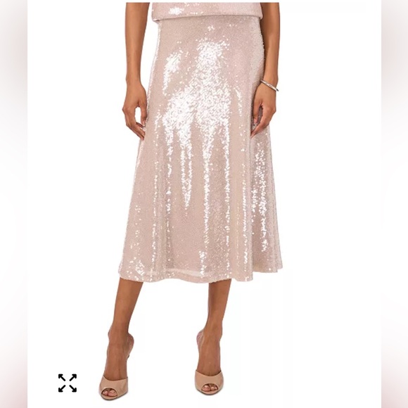 Vince Camuto Gold sequin metallic a line midi skirt party new years bridal XL - Picture 6 of 6